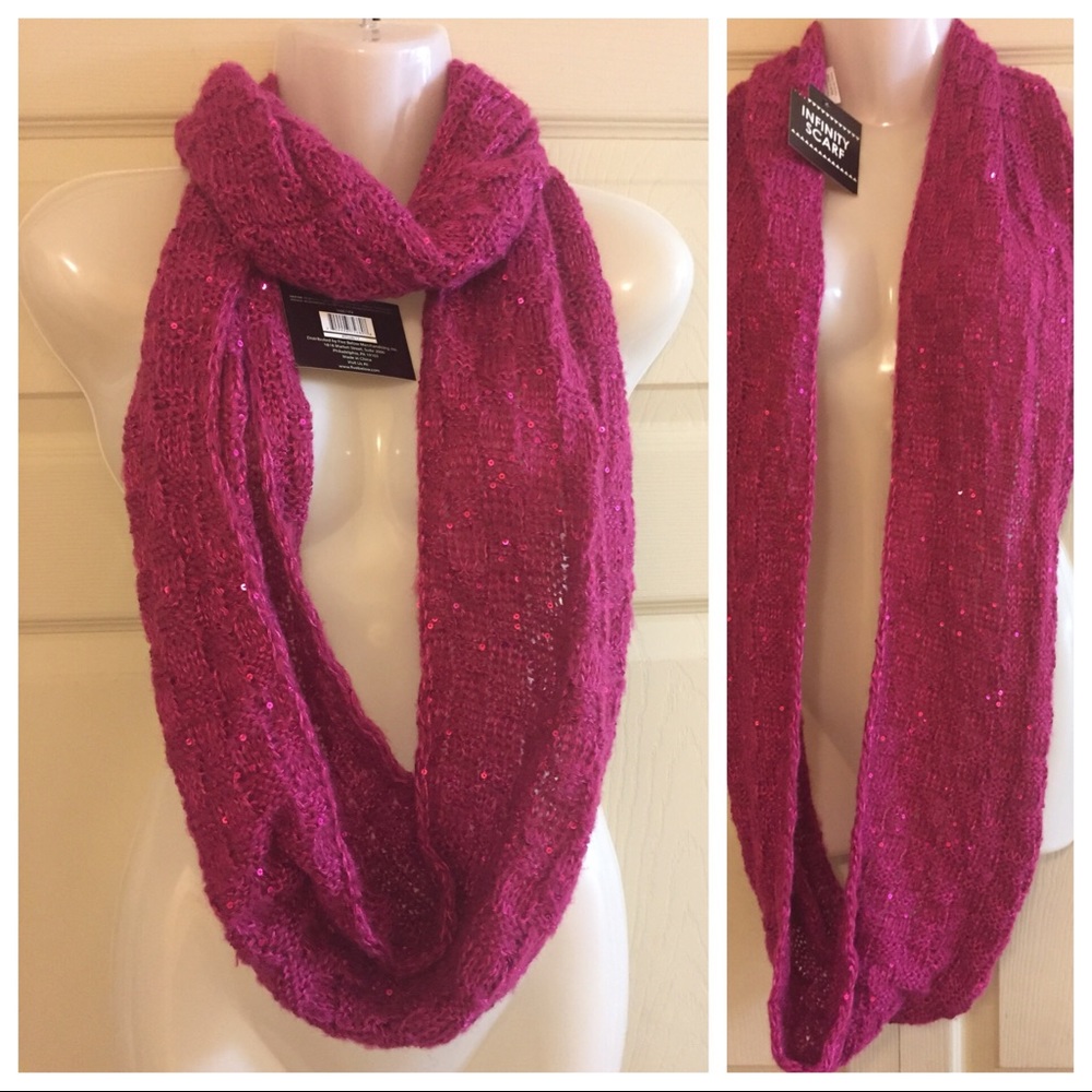 Pink Sparkly Infinity Scarf